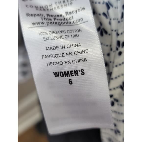 Patagonia Button Up Shirt Women's Size 6 White Blue Organic Cotton Long Sleeve - Picture 12 of 15